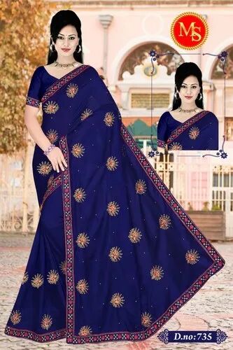 Embroidered Fancy Saree, Occasion : Party Wear