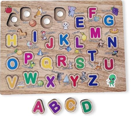 Wooden Alphabet Puzzle, Color : Green