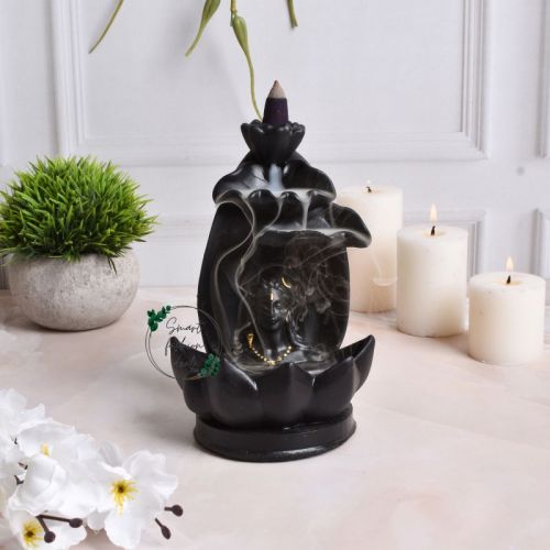 Non Polished Resin Smoke Adiyogi Black Fountain, For Gifting, Decorations Pooja, Size : 12*18