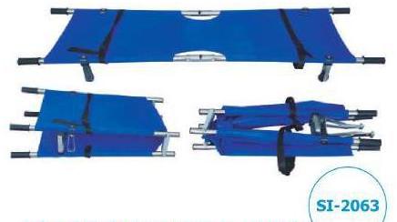 Manual Metal Double Fold Stretcher, For Hospital, Color : Blue