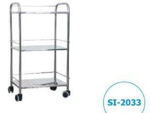 Rectangular Polished Stainless Steel Hospital Bedside Trolley, Feature : Durable, High Quality, Light Weight