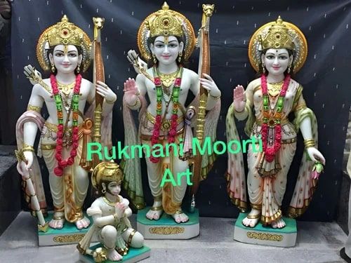 Painted RAM Darbar Marble Statue For Worship