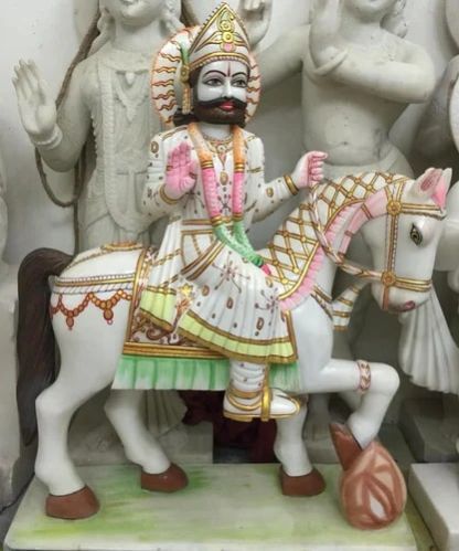 White Marble Baba Ramdev Statue, For Worship, Pattern : Carved