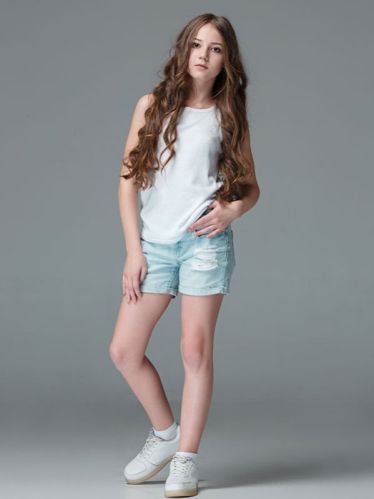 Plain Girls Denim Shorts, Color : Blue