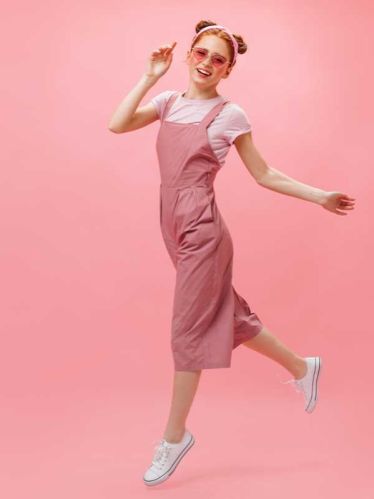 Plain Ladies Crepe Jumpsuits, Color : Pink
