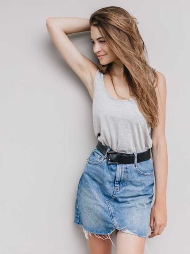 Plain Ladies Denim Skirts, Style : Short