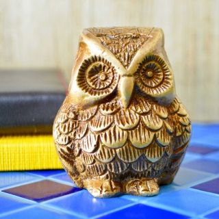 Polished Brass Owl Showpiece, For Home, Hotel, Office, Color : Golden