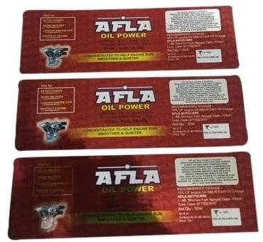 Glossy Paper Afla Lubricant Printed Labels, For Industrial, Label Size : 130x81 Mm