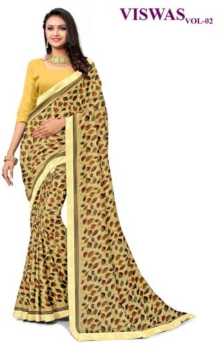 Unstitched Chiffon Lace Work Saree, For Easy Wash, Dry Cleaning, Technics : Machine Made