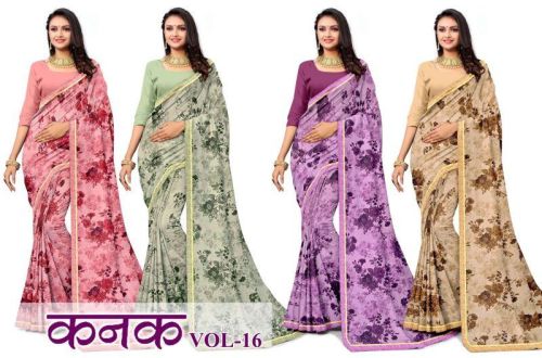 Unstitched Georgette Sarees, For Easy Wash, Dry Cleaning, Packaging Type : Polythin