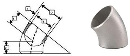 ASME B16.9 Buttweld 45 ° Short Radius Elbow