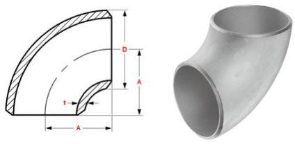 ASME B16.9 Buttweld 90 ° Short Radius Elbow