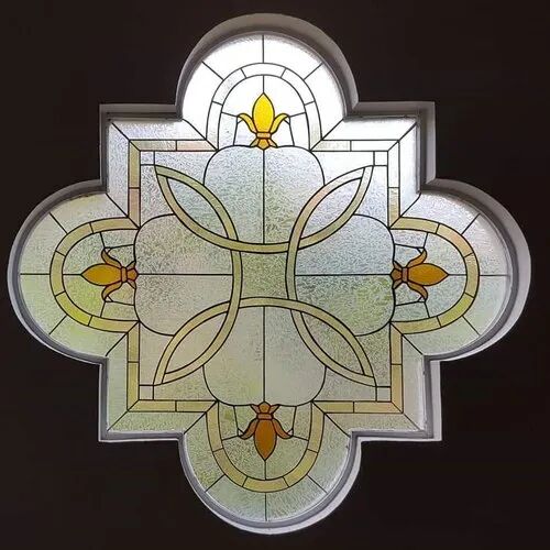 Golden Printed Stained Glass, For Window, Decoration, Doors