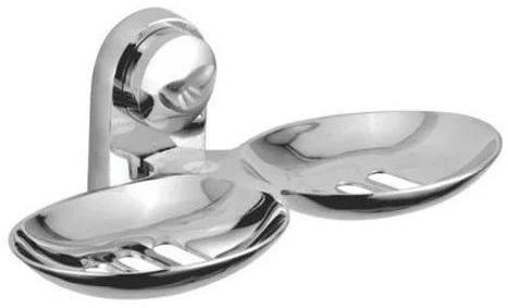 Mirror Finish Stainless Steel Double Soap Dish Holder, Feature : Anti Corrosive, High Quality, Shiny Look