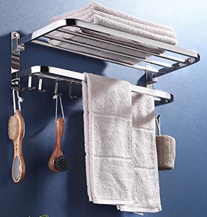 Chrome Plated Stainless Steel Folding Towel Rack, For Bathroom Fitting, Feature : Durable, High Quality