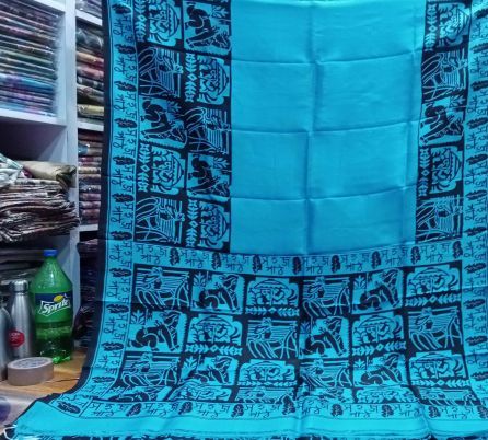 Printed Murshidabad Silk Sarees, Size : Standard