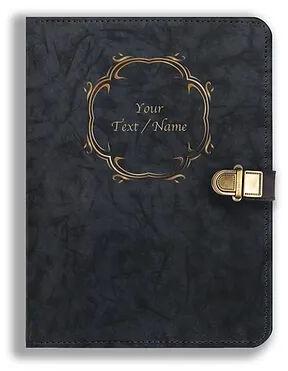 Customized Metal Lock Leather Diaries, Color : Black