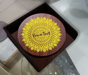 Printed Personalized Wooden Coasters, Shape : Round, Square