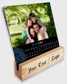 Customized Wooden Stand Table Calendar, Size : 6 X 6.25 Inches