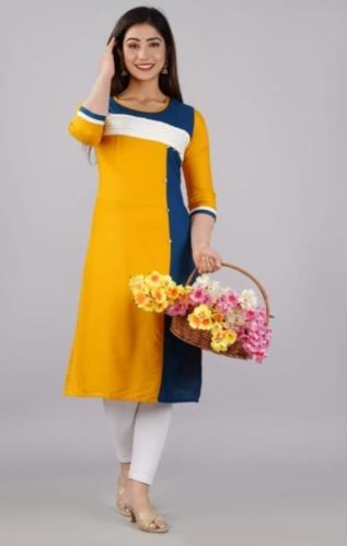 Yellow Cotton Kurti, Size : M, S, XL