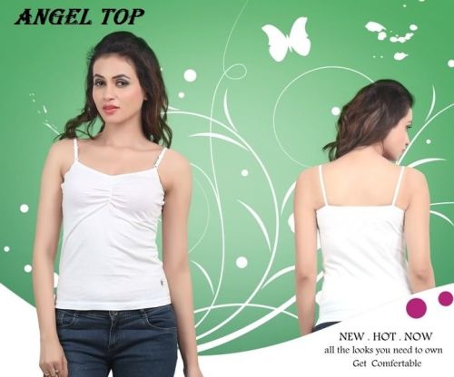 White Ladies Plain Cotton Camisole, Size : 28, 30, 32, 34, 36, 38, 40