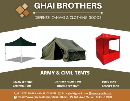 Canvas Military Tents, For Outdoor Camping, Feature : Dust Proof, Easy To Ready, Eco Friendly, Foldable