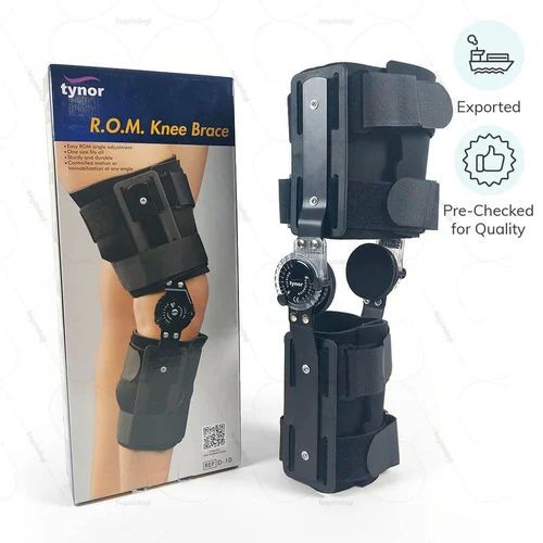 Black Plain Rubber Tynor ROM Knee Brace, For Pain Relief, Size : S