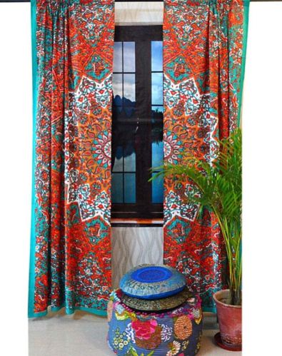 Marusthali Printed Cotton Mandala Gypsy Curtain, Size : 74'L X 50'W