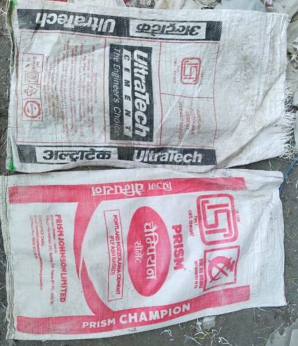 Printed PP Used Cement Bags, Color : White