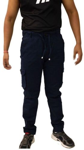 Mens Dark Blue Cargo Pant, Occasion : Casual Wear
