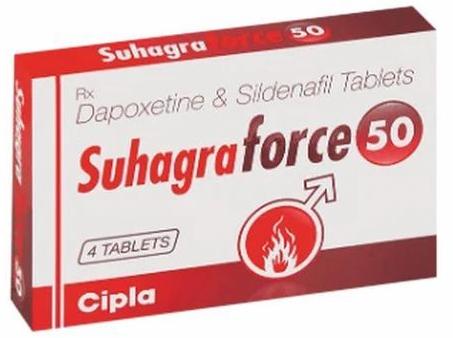 Suhagra Force 50 Mg Tablets, Packaging Size : 1x4, Packaging Type : Box