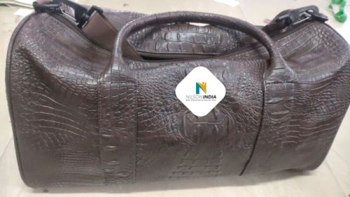 Nilson India Brown Leather Crocodile Duffle Bag, Feature : Good Quality, Durable