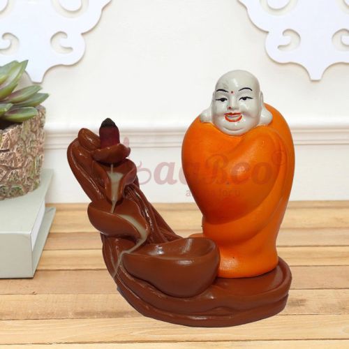 Polyresin Laughing Buddha Smoke Fountain, For Gifting, Home / Office Decoration, Feature : Shiny Look