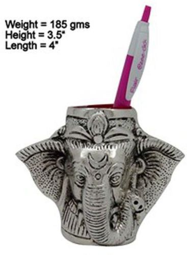 Silver Ganesha Pen Stand, For Home, Offices, School, Packaging Type : Paper Box