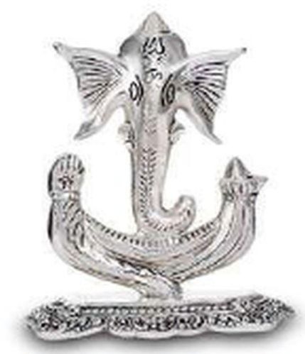 Silver Plated Trunk Ganesh Statue, For Shop, Office, Home, Garden, Style : Modern