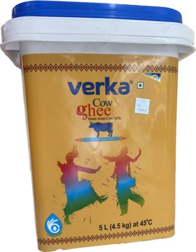 Light Yellow Verka Pure Cow Ghee 5 Ltr, For Cooking, Worship, Certification : Fssai