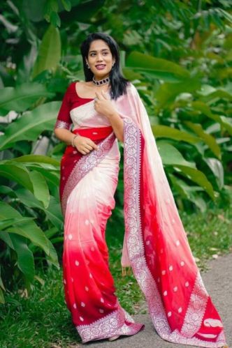 Georgette Unstitched Handloom Silk Sarees, For Easy Wash, Dry Cleaning, Anti-wrinkle, Shrink-resistant