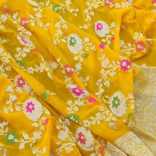 Embroidered Handloom 600-700 Gram Plain Bourder Ladies Georgette Sarees, Width : 6.5 Meter