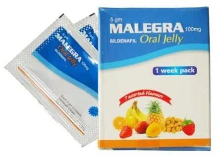 Malegra 100mg Oral Jelly, Packaging Size : 7 X 5gm Sachets