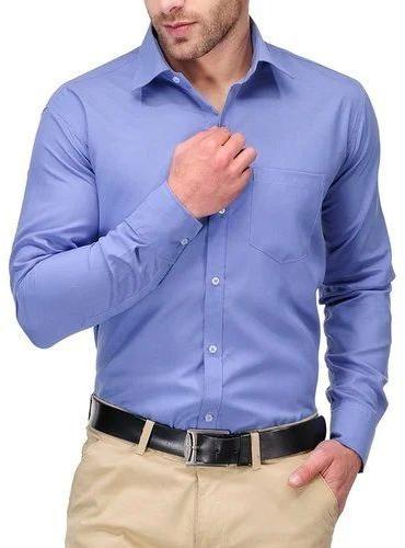 Blue Regular Fit Full Sleeves Cotton Men Formal Shirt, For Eco-Friendly, Breathable, Gender : Male