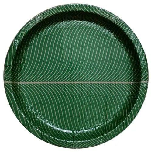 Round Disposable Banana Leaf Paper Plates, For Serving Food, Size : 12 Inch