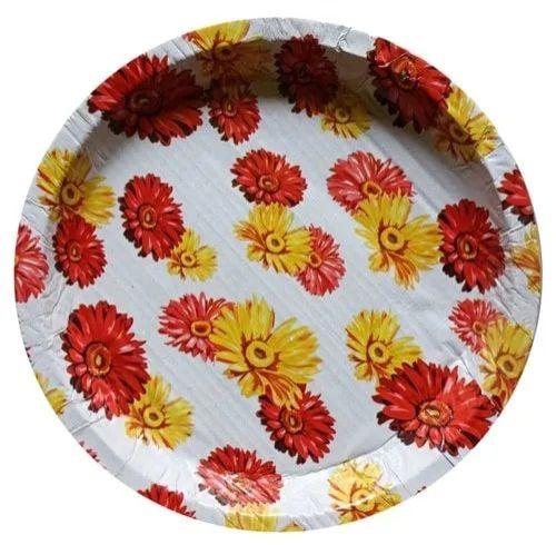 Round Disposable Floral Printed Paper Plates, For Event, Party, Snacks, Size : 12 Inch