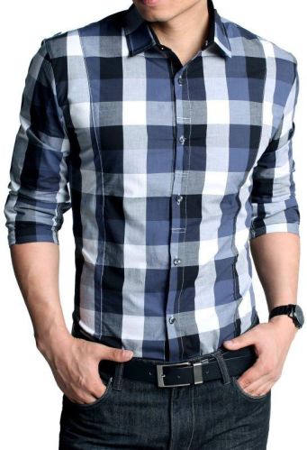 Checked Cotton Mens Check Shirt, Size : L, XL