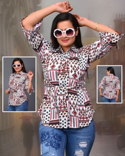 Printed Cotton Wrinkle Free Shirts, Size : XL