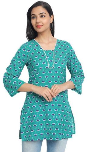 Full Sleeve Ladies Short Kurti, Pattern : Printed
