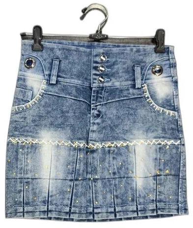 Denim Mini Skirt, Length : Short