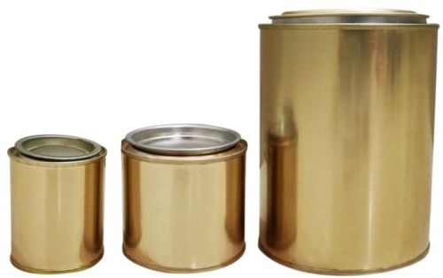 Cylindrical Golden Round Plain Tin Container, For Paint Packaging