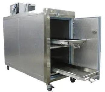 Silver MIld Steel Polished Mortuary Cabinet, For Hospital