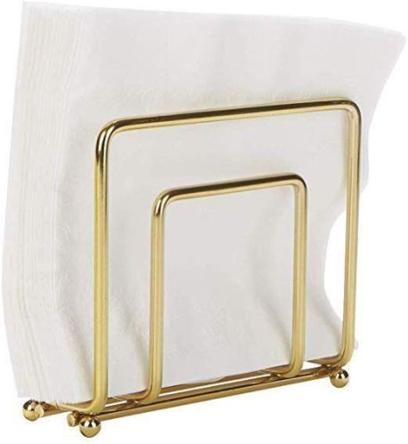 Steel Square Napkin Holder, Color : Golden
