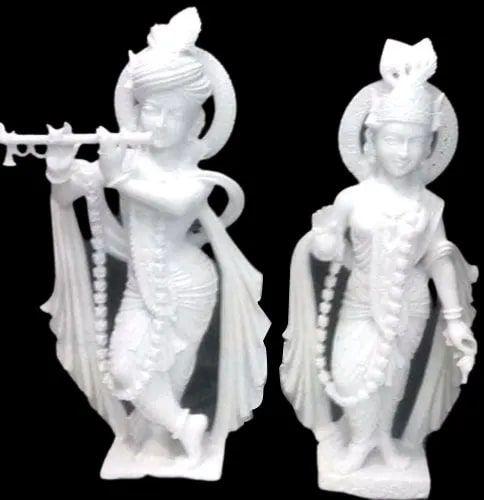 3 Feet Marble White Radha Krishna Statue